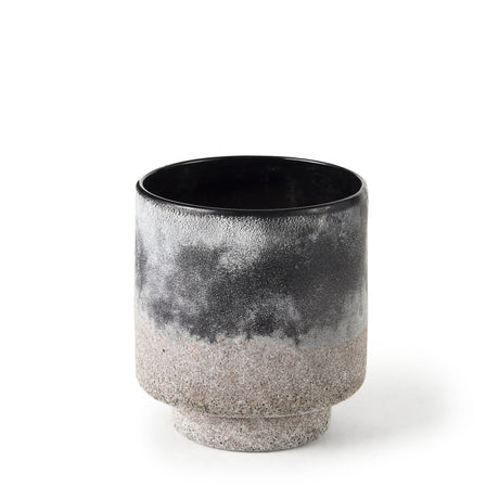 Squally 6.0L x 6.0W x 6.4H Black/Brown Glass Ombre Textured Small Vase from Mercana - Luna Furniture