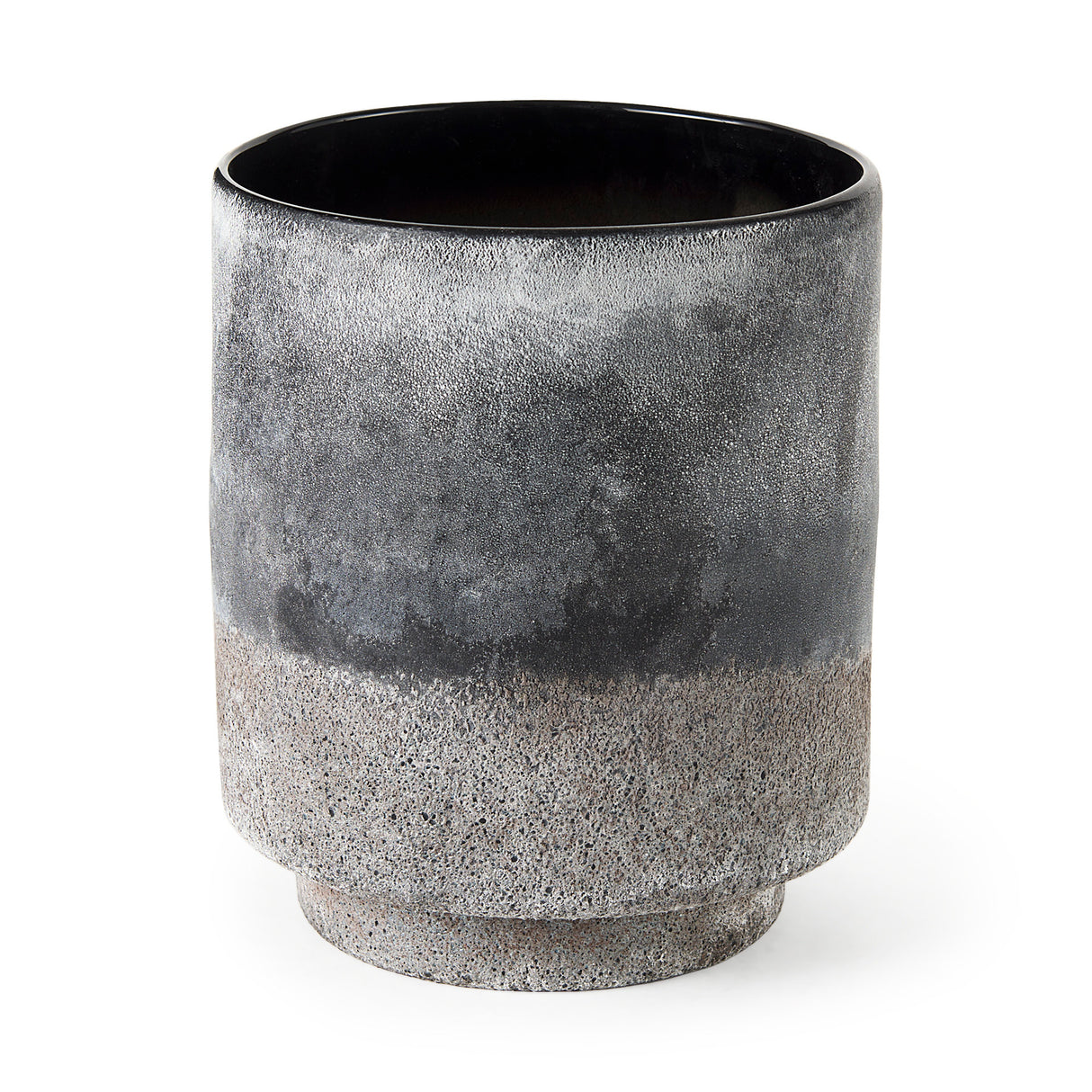 Squally 8.0L x 8.0W x 8.6H Black/Brown Glass Ombre Textured Vase from Mercana - Luna Furniture