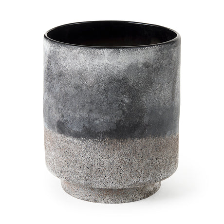 Squally 8.0L x 8.0W x 8.6H Black/Brown Glass Ombre Textured Vase from Mercana - Luna Furniture