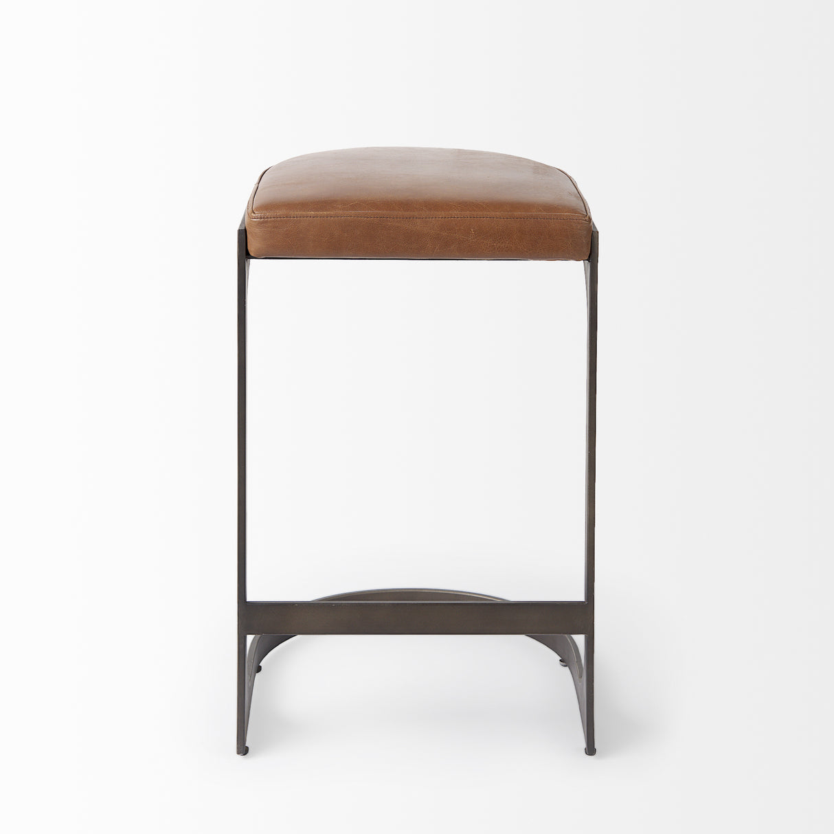 Tyson 17L x 18W x 28H Brown Leather W/ Metal Frame Counter Stool from Mercana - Luna Furniture