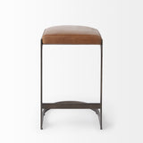 Tyson 17L x 18W x 28H Brown Leather W/ Metal Frame Counter Stool from Mercana - Luna Furniture