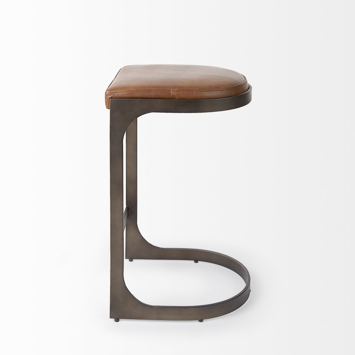 Tyson 17L x 18W x 28H Brown Leather W/ Metal Frame Counter Stool from Mercana - Luna Furniture