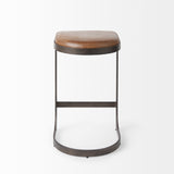 Tyson 17L x 18W x 28H Brown Leather W/ Metal Frame Counter Stool from Mercana - Luna Furniture