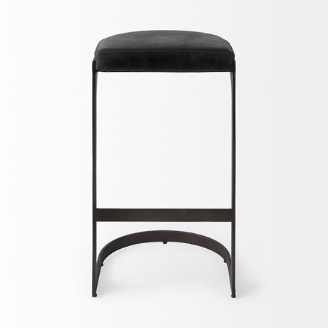 Tyson 17L x 18W x 31H Black Leather W/ Metal Frame Bar Stool from Mercana - Luna Furniture