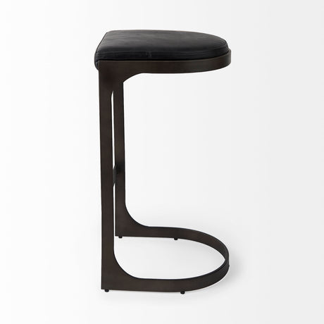 Tyson 17L x 18W x 31H Black Leather W/ Metal Frame Bar Stool from Mercana - Luna Furniture