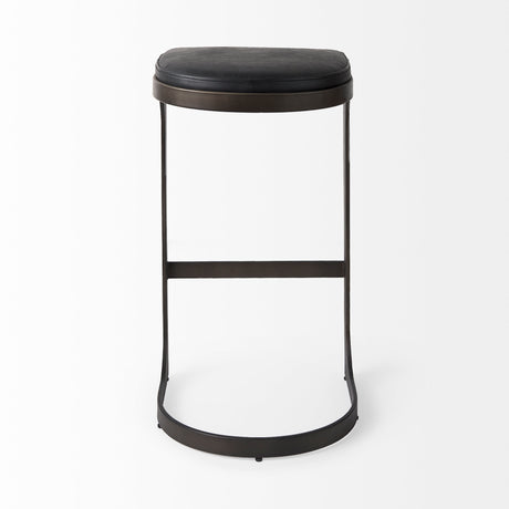 Tyson 17L x 18W x 31H Black Leather W/ Metal Frame Bar Stool from Mercana - Luna Furniture