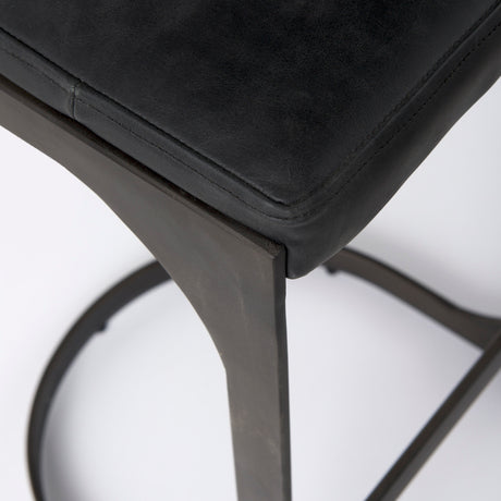 Tyson 17L x 18W x 31H Black Leather W/ Metal Frame Bar Stool from Mercana - Luna Furniture