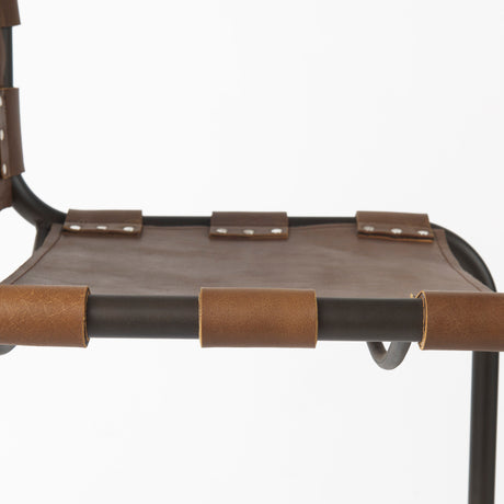 Berbick 20.5 x 24.75 x 39 Medium Brown Leather W/ Iron Frame Counter Stool from Mercana - Luna Furniture