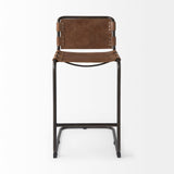 Berbick 43" Total Height Medium Brown Leather w/ Iron Frame Bar Stool from Mercana - Luna Furniture