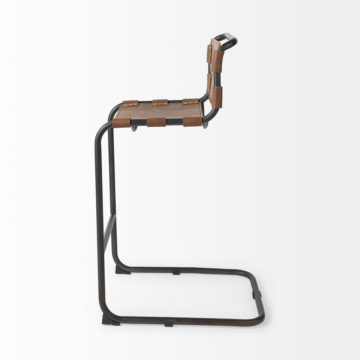 Berbick 43" Total Height Medium Brown Leather w/ Iron Frame Bar Stool from Mercana - Luna Furniture