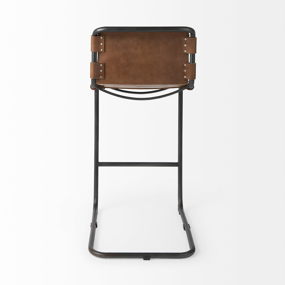 Berbick 43" Total Height Medium Brown Leather w/ Iron Frame Bar Stool from Mercana - Luna Furniture