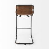 Berbick 43" Total Height Medium Brown Leather w/ Iron Frame Bar Stool from Mercana - Luna Furniture