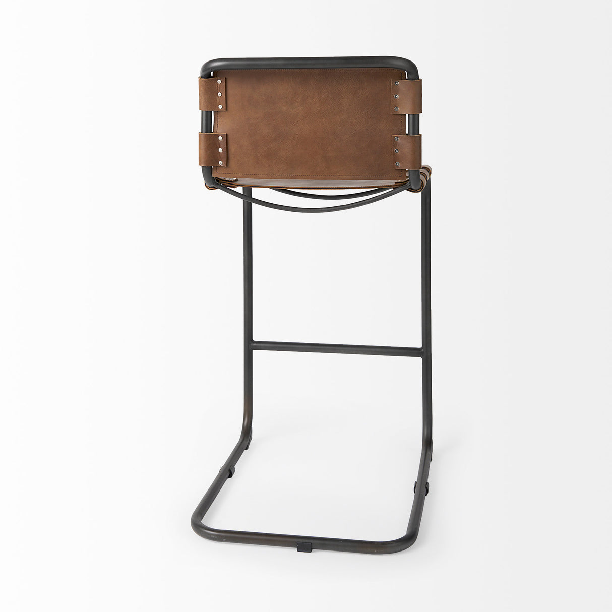 Berbick 43" Total Height Medium Brown Leather w/ Iron Frame Bar Stool from Mercana - Luna Furniture
