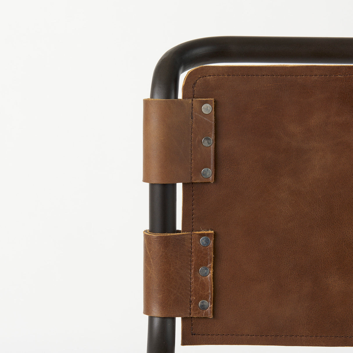 Berbick 43" Total Height Medium Brown Leather w/ Iron Frame Bar Stool from Mercana - Luna Furniture