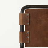 Berbick 43" Total Height Medium Brown Leather w/ Iron Frame Bar Stool from Mercana - Luna Furniture