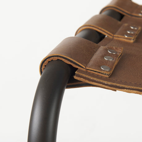 Berbick 43" Total Height Medium Brown Leather w/ Iron Frame Bar Stool from Mercana - Luna Furniture