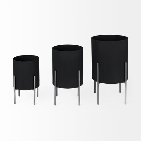 Claypoole (Set of 3) Black Plant Stands from Mercana - Luna Furniture
