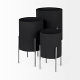 Claypoole (Set of 3) Black Plant Stands from Mercana - Luna Furniture
