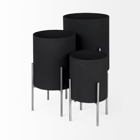 Claypoole (Set of 3) Black Plant Stands from Mercana - Luna Furniture