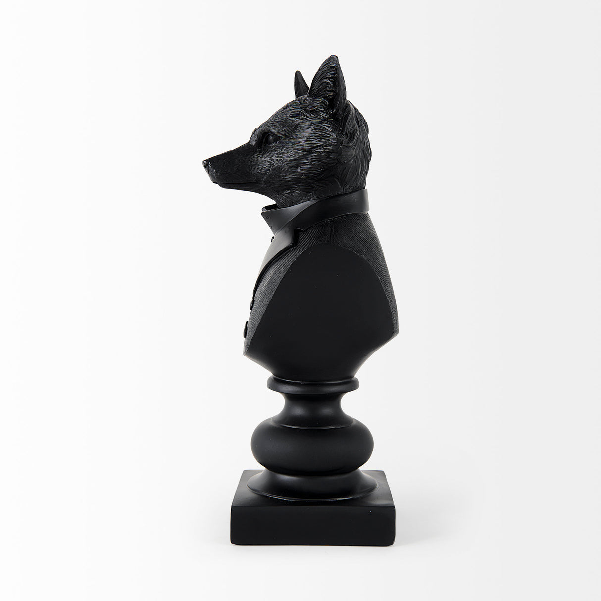 Murray 6.0L x 4.5W x 13.0H Black Painted Resin Fox in a Suit Bust from Mercana - Luna Furniture
