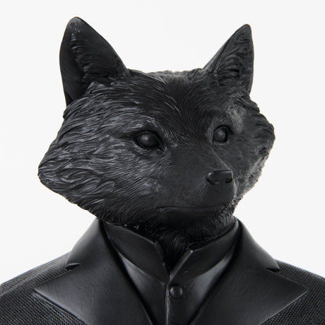 Murray 6.0L x 4.5W x 13.0H Black Painted Resin Fox in a Suit Bust from Mercana - Luna Furniture