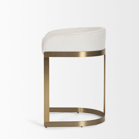 Hollyfield II Cream Fabric Seat W/ Gold Metal Base Counter Stool from Mercana - Luna Furniture