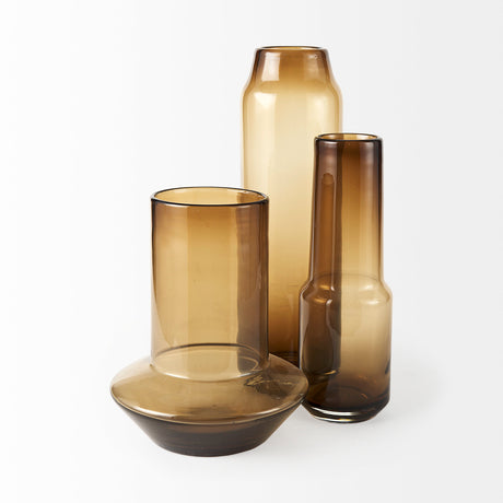 Amrita 8.3L x 8.3W x 9.7H Golden Brown Glass Vase from Mercana - Luna Furniture