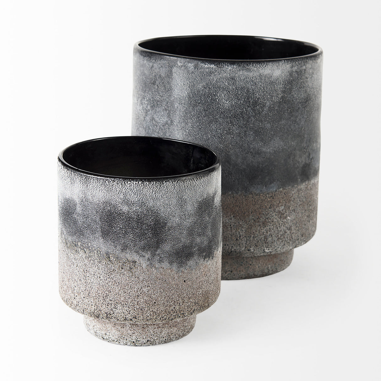 Squally 6.0L x 6.0W x 6.4H Black/Brown Glass Ombre Textured Small Vase from Mercana - Luna Furniture