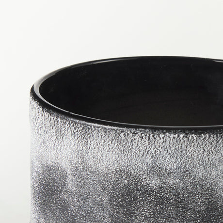 Squally 6.0L x 6.0W x 6.4H Black/Brown Glass Ombre Textured Small Vase from Mercana - Luna Furniture