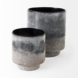 Squally 8.0L x 8.0W x 8.6H Black/Brown Glass Ombre Textured Vase from Mercana - Luna Furniture