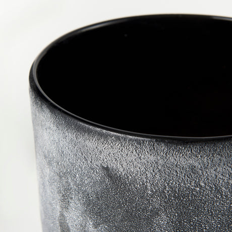 Squally 8.0L x 8.0W x 8.6H Black/Brown Glass Ombre Textured Vase from Mercana - Luna Furniture