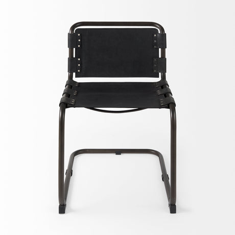 Berbick 33" Total Height Black Leather w/ Iron Frame Dining Chair from Mercana - Luna Furniture