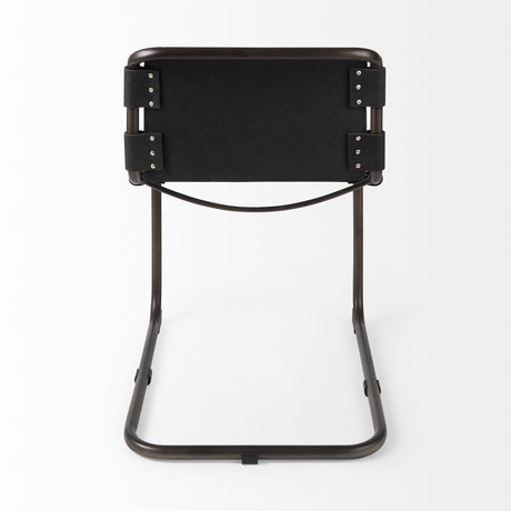 Berbick 33" Total Height Black Leather w/ Iron Frame Dining Chair from Mercana - Luna Furniture