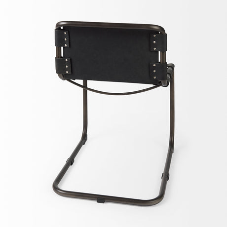 Berbick 33" Total Height Black Leather w/ Iron Frame Dining Chair from Mercana - Luna Furniture