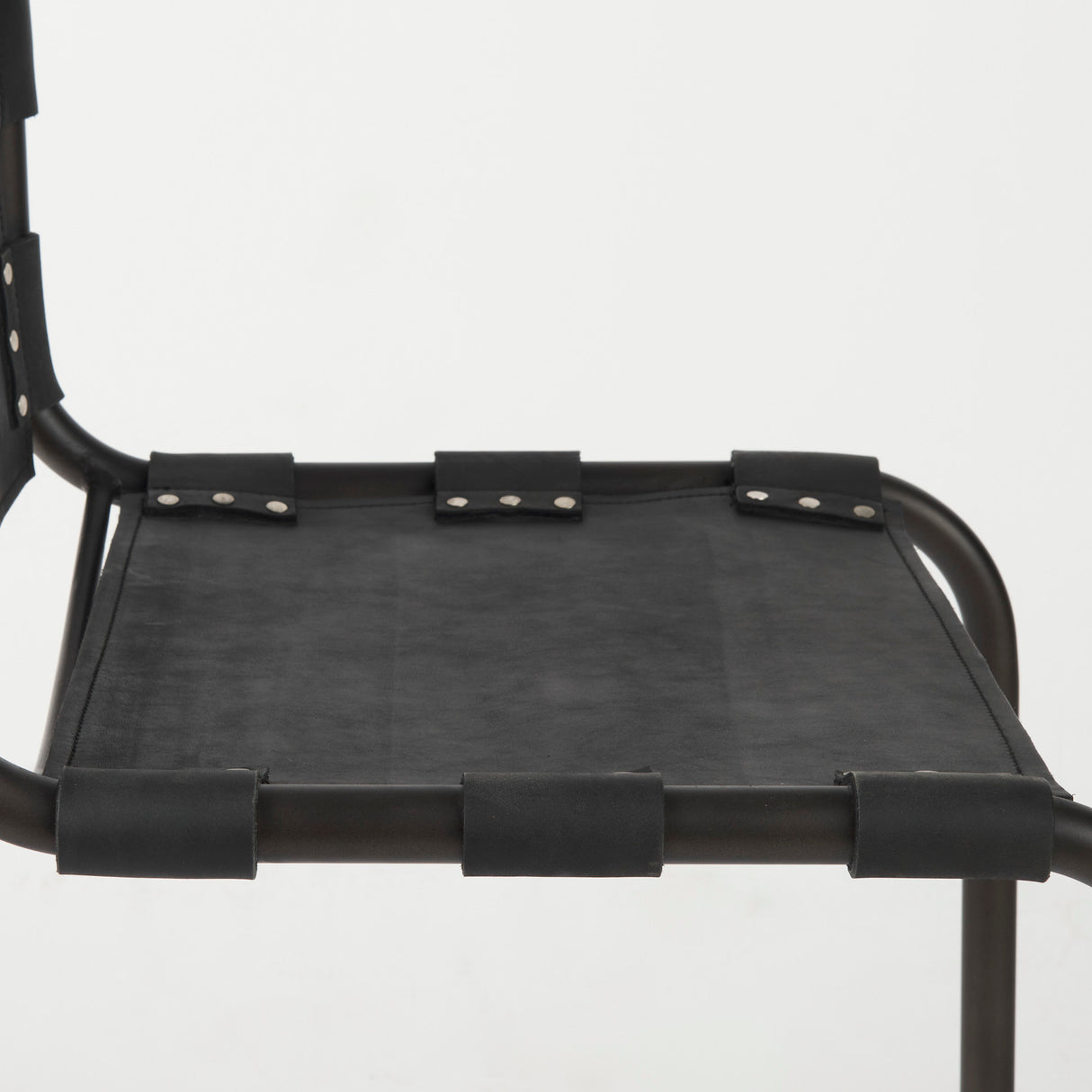 Berbick 33" Total Height Black Leather w/ Iron Frame Dining Chair from Mercana - Luna Furniture