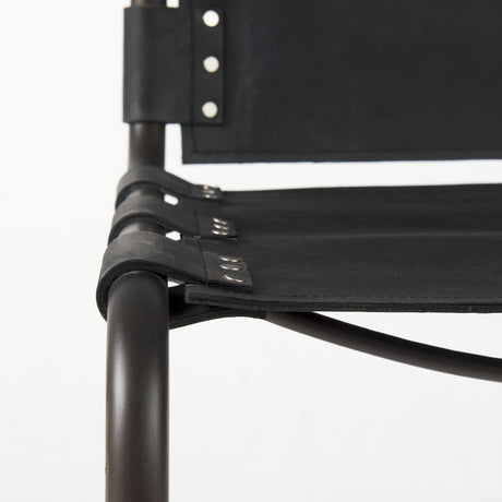 Berbick 33" Total Height Black Leather w/ Iron Frame Dining Chair from Mercana - Luna Furniture