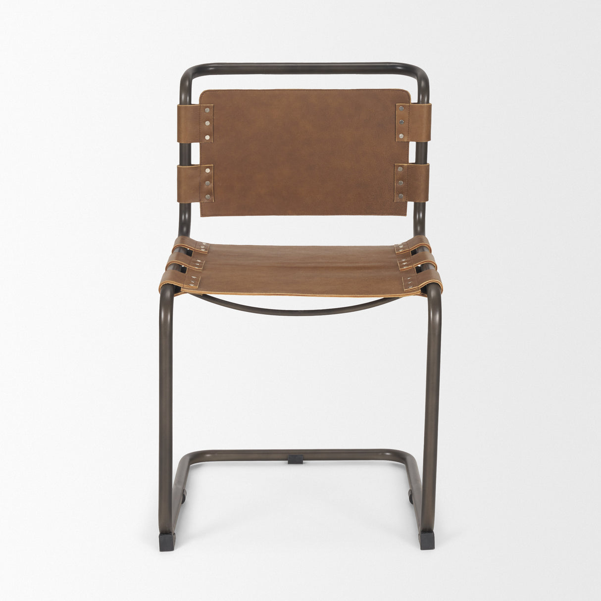 Berbick 33" Total Height Medium Brown Leather w/ Iron Frame Dining Chair from Mercana - Luna Furniture