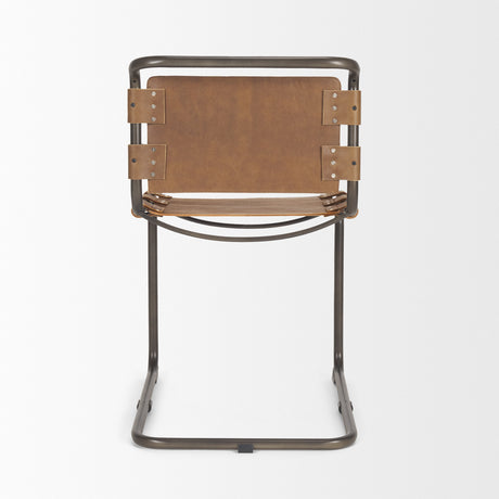 Berbick 33" Total Height Medium Brown Leather w/ Iron Frame Dining Chair from Mercana - Luna Furniture