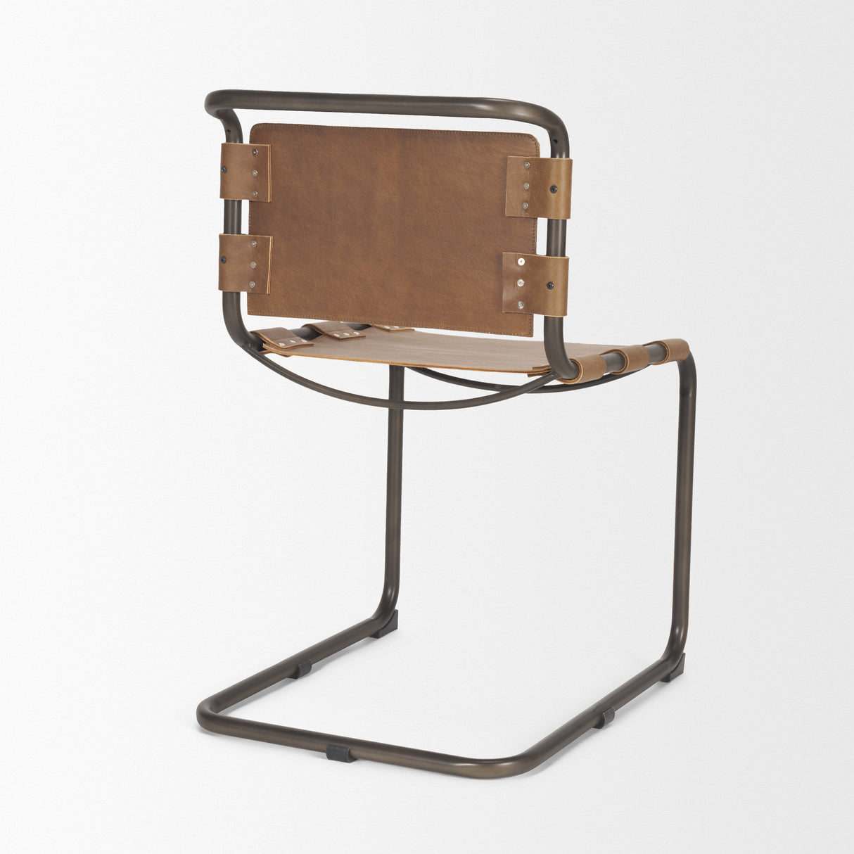 Berbick 33" Total Height Medium Brown Leather w/ Iron Frame Dining Chair from Mercana - Luna Furniture