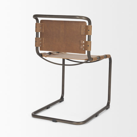 Berbick 33" Total Height Medium Brown Leather w/ Iron Frame Dining Chair from Mercana - Luna Furniture
