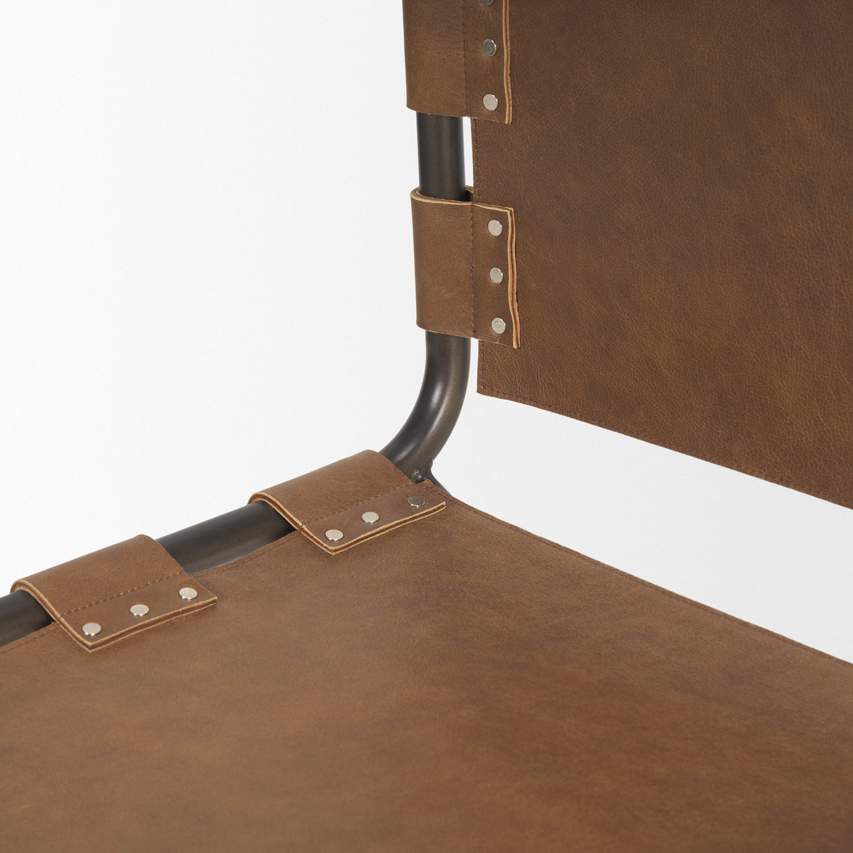 Berbick 33" Total Height Medium Brown Leather w/ Iron Frame Dining Chair from Mercana - Luna Furniture