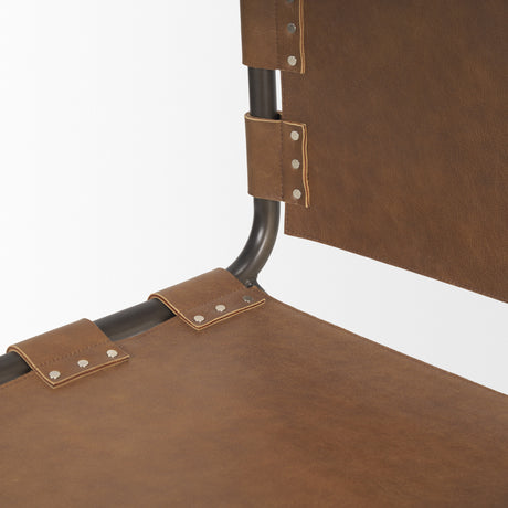 Berbick 33" Total Height Medium Brown Leather w/ Iron Frame Dining Chair from Mercana - Luna Furniture
