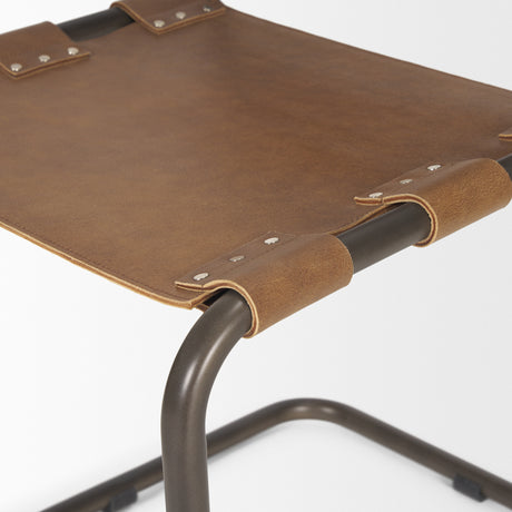 Berbick 33" Total Height Medium Brown Leather w/ Iron Frame Dining Chair from Mercana - Luna Furniture
