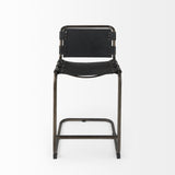 Berbick 21L x 25W x 38H Black Leather W/ Iron Frame Counter Stool from Mercana - Luna Furniture