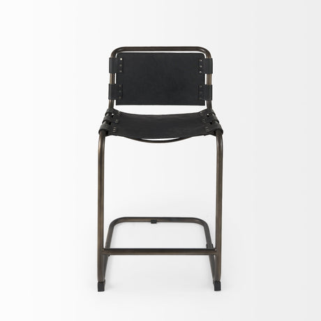 Berbick 21L x 25W x 38H Black Leather W/ Iron Frame Counter Stool from Mercana - Luna Furniture