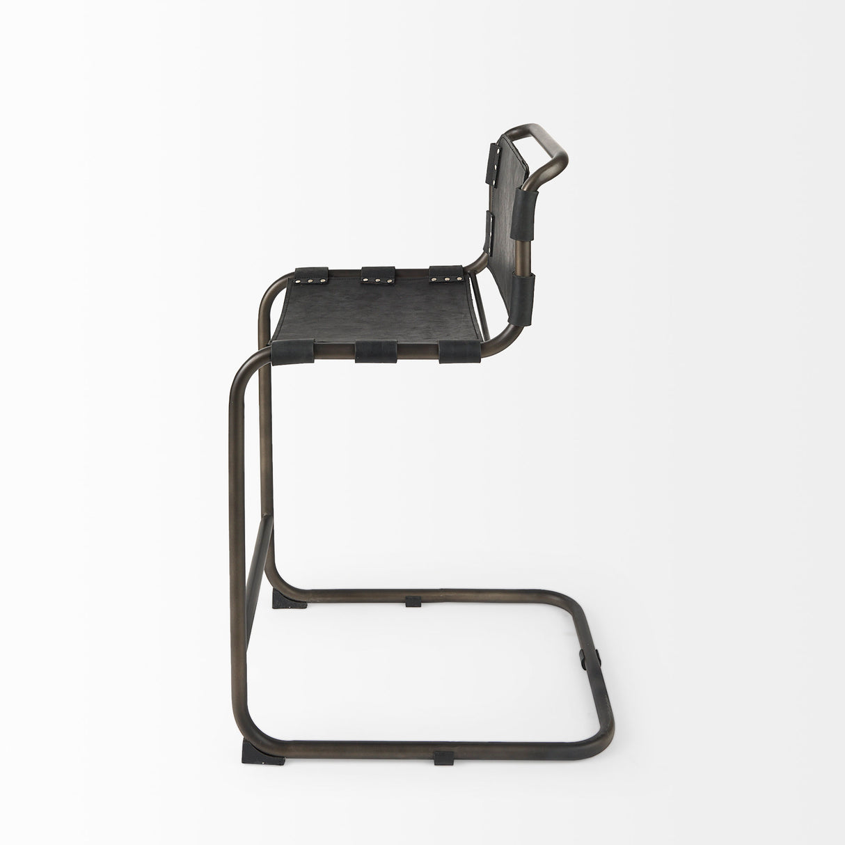 Berbick 21L x 25W x 38H Black Leather W/ Iron Frame Counter Stool from Mercana - Luna Furniture