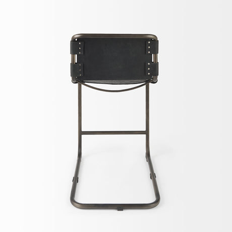 Berbick 21L x 25W x 38H Black Leather W/ Iron Frame Counter Stool from Mercana - Luna Furniture