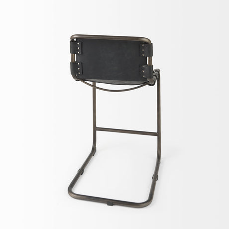 Berbick 21L x 25W x 38H Black Leather W/ Iron Frame Counter Stool from Mercana - Luna Furniture