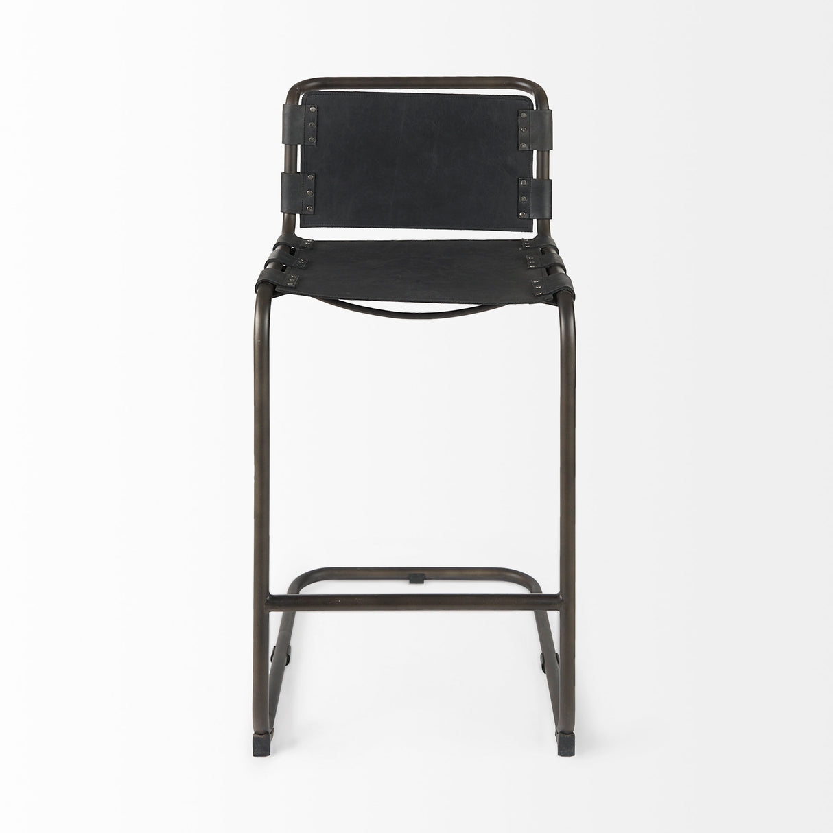 Berbick 43" Total Height Black Leather w/ Iron Frame Bar Stool from Mercana - Luna Furniture