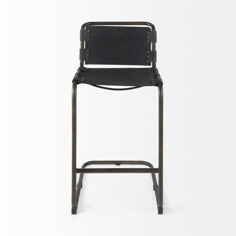 Berbick 43" Total Height Black Leather w/ Iron Frame Bar Stool from Mercana - Luna Furniture